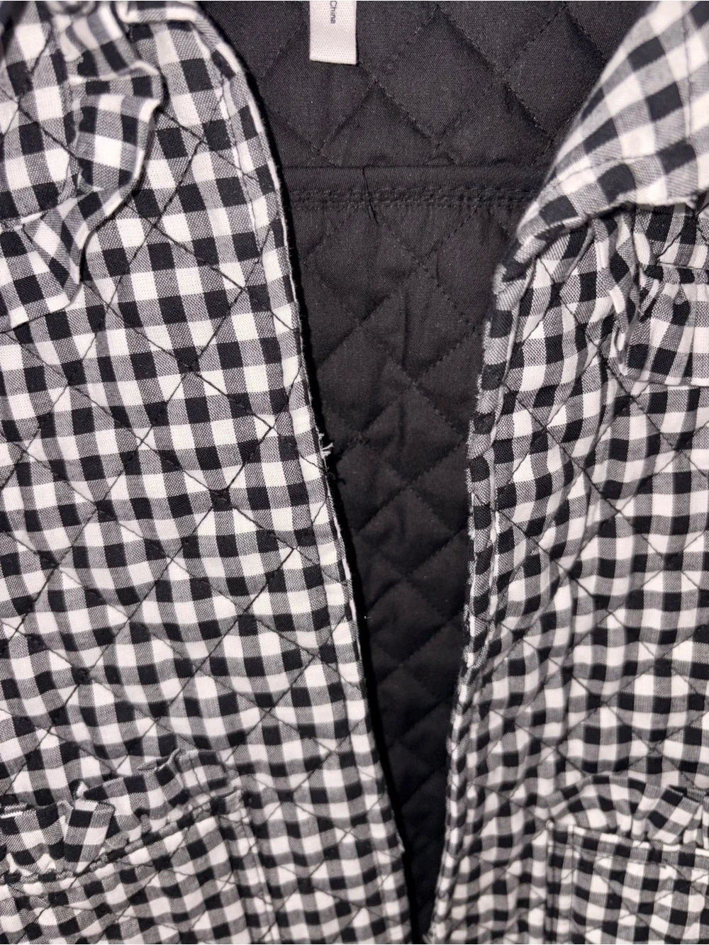 Avec Les Filles Black & White Gingham Quilted Cropped Jacket - Picture 3 of 4